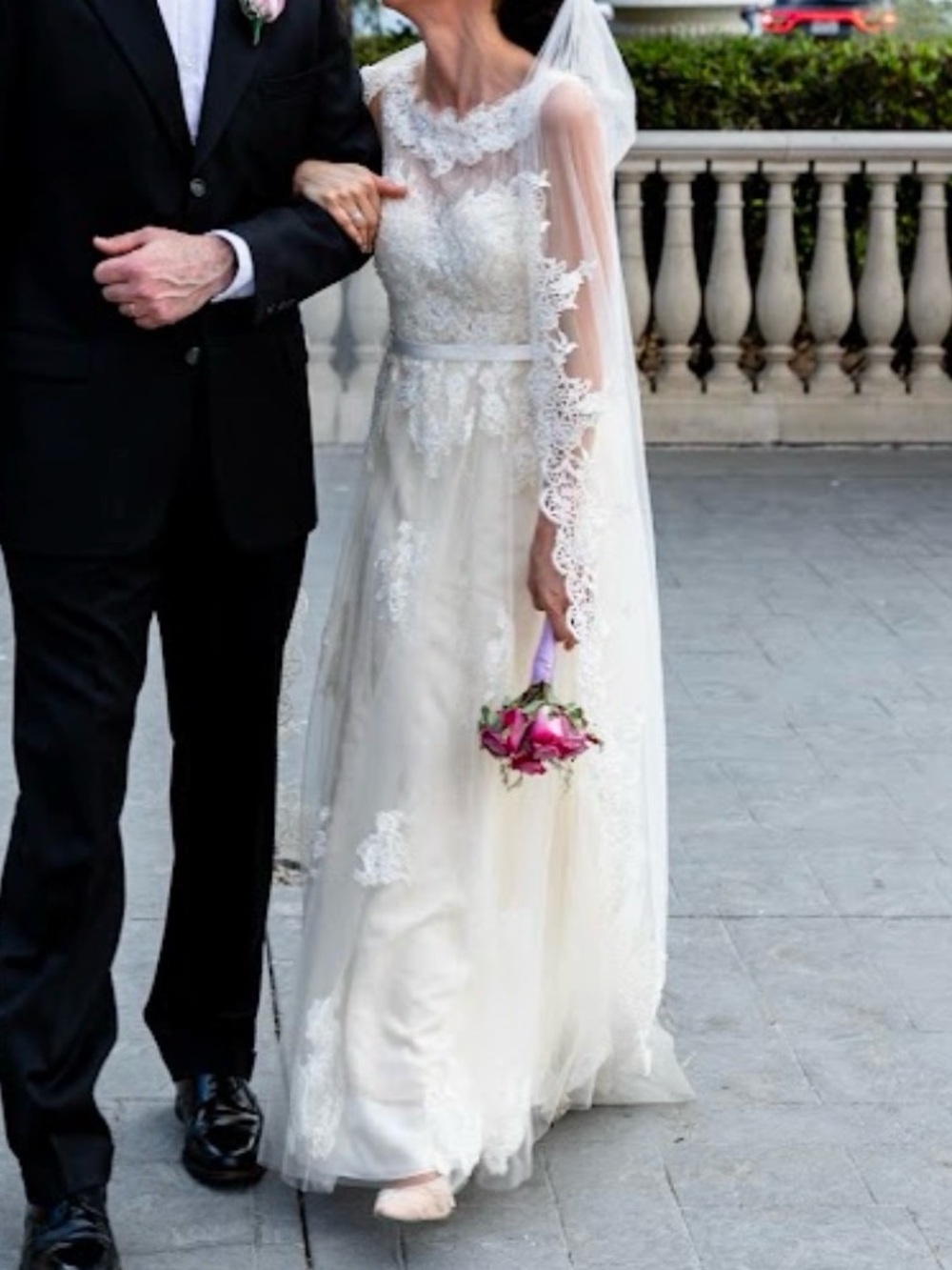 BHLDN Ivory Lace A-Line Wedding Dress with Illusion Yoke